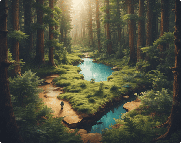 Ormanda meditasyon yapan bir kişi