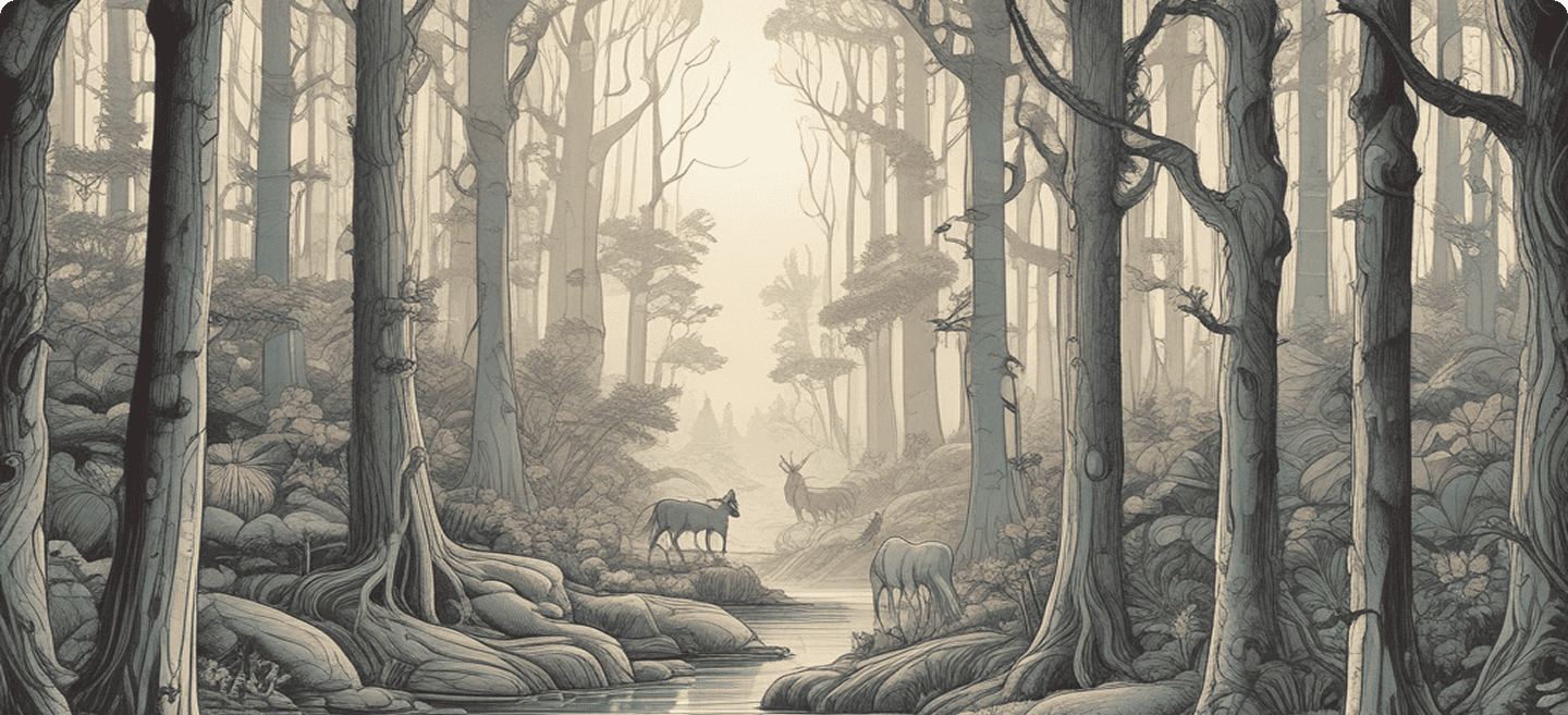 Ay ışığında orman patikası